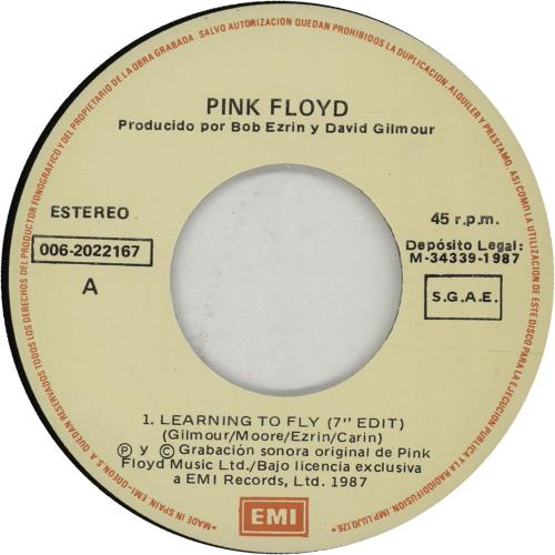 Pink Floyd Leanring To Fly 7" vinyl single (7 inch record / 45) Spanish PIN07LE662507