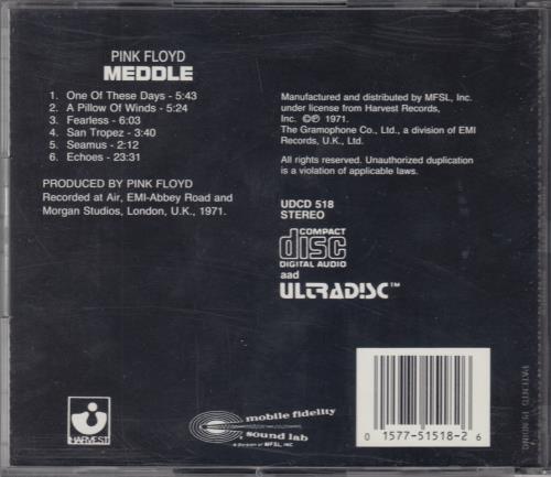 Pink Floyd Meddle CD album (CDLP) US PINCDME650369