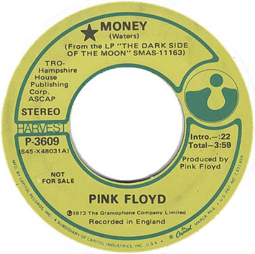 Pink Floyd Money 7" vinyl single (7 inch record / 45) US PIN07MO369737