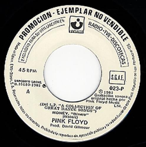 Pink Floyd Money 7" vinyl single (7 inch record / 45) Spanish PIN07MO68427