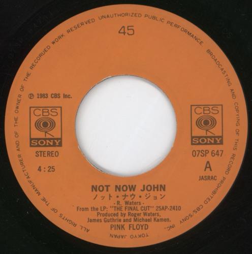 Pink Floyd Not Now John 7" vinyl single (7 inch record / 45) Japanese PIN07NO890784
