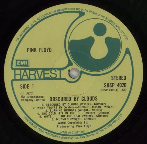 Pink Floyd Obscured By Clouds - 1st [A] + Sticker - EX vinyl LP album (LP record) UK PINLPOB872403