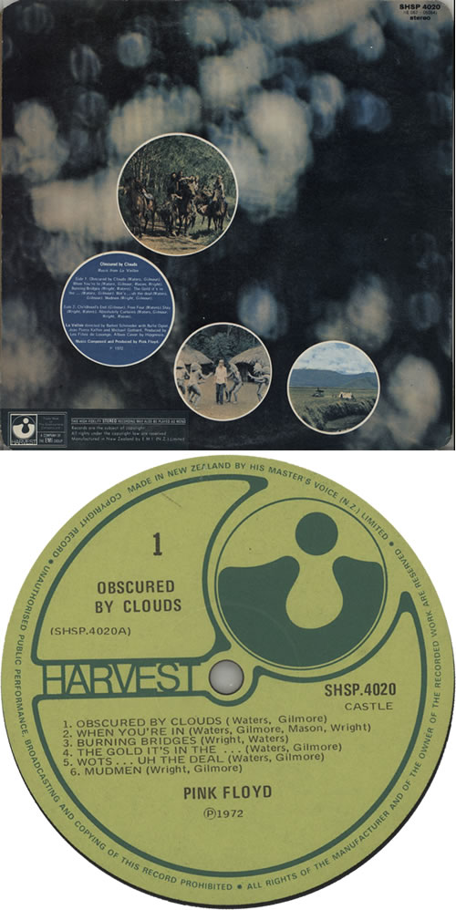 Pink Floyd Obscured By Clouds - 1st vinyl LP album (LP record) New Zealand PINLPOB639999