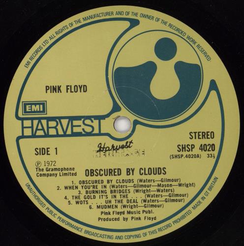 Pink Floyd Obscured By Clouds - 2nd vinyl LP album (LP record) UK PINLPOB766858