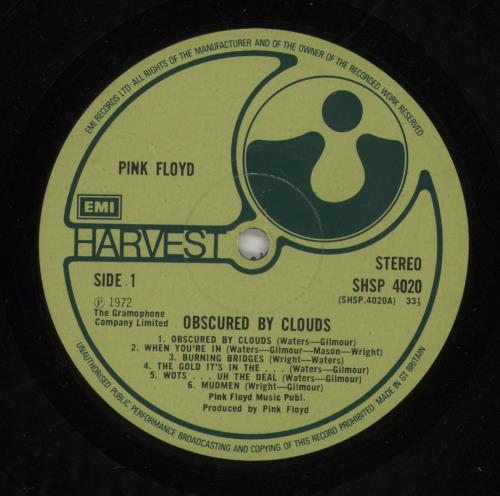 Pink Floyd Obscured By Clouds - 3rd - EX vinyl LP album (LP record) UK PINLPOB698919