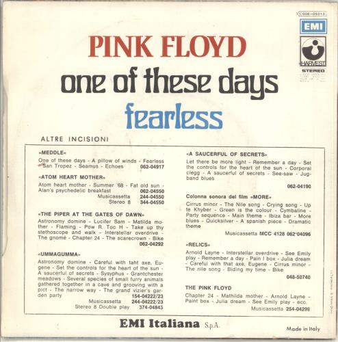 Pink Floyd One Of These Days - 1st - P/S 7" vinyl single (7 inch record / 45) Italian PIN07ON66515
