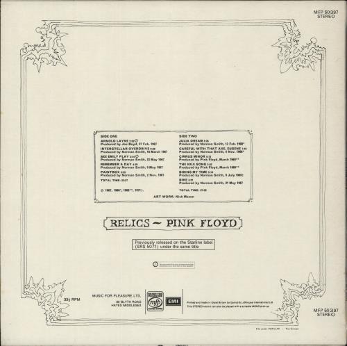 Pink Floyd Relics - 2nd vinyl LP album (LP record) UK PINLPRE553591