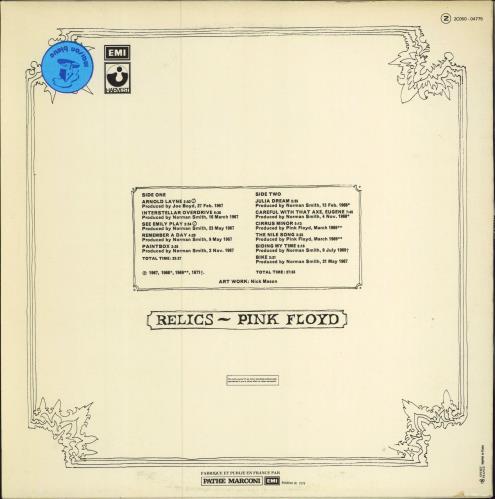 Pink Floyd Relics vinyl LP album (LP record) French PINLPRE786729