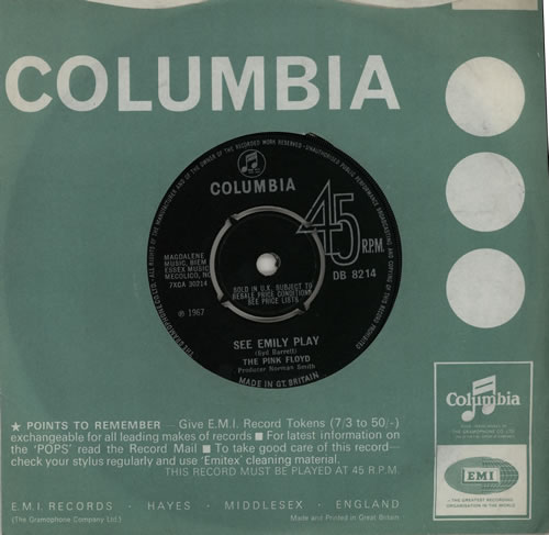 Pink Floyd See Emily Play - 4PR 7" vinyl single (7 inch record / 45) UK PIN07SE92130