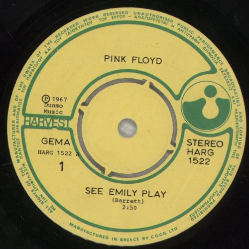 Pink Floyd See Emily Play - Plain Die-cut sleeve 7" vinyl single (7 inch record / 45) Greek PIN07SE877182