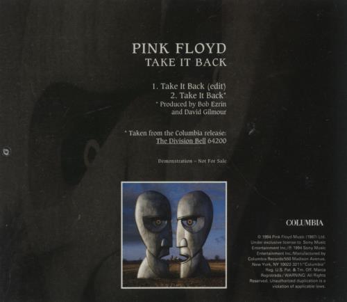 Pink Floyd Take It Back CD single (CD5 / 5") US PINC5TA28530