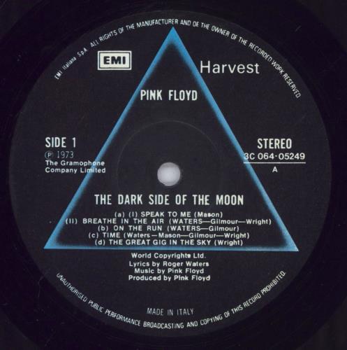 Pink Floyd The Dark Side Of The Moon - Complete - VG vinyl LP album (LP record) Italian PINLPTH831181