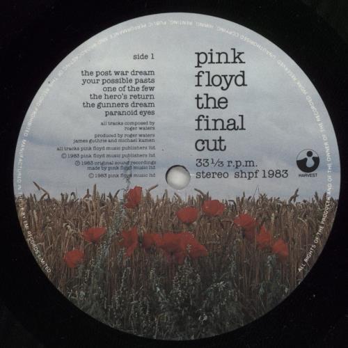 Pink Floyd The Final Cut - 1st + Factory Sample Sticker - EX vinyl LP album (LP record) UK PINLPTH878662
