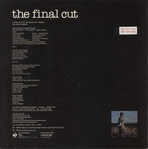 Pink Floyd The Final Cut - 1st + Factory Sample Sticker - EX vinyl LP album (LP record) UK PINLPTH878662