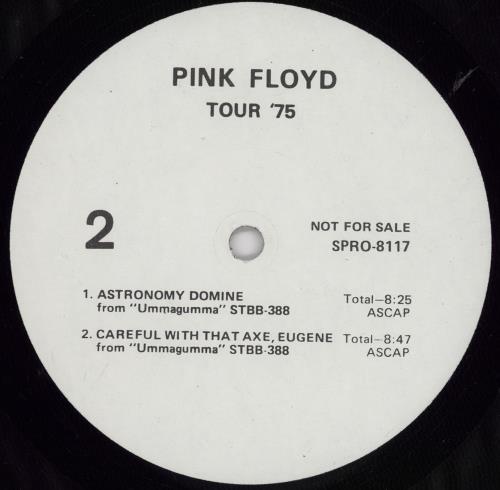 Pink Floyd Tour '75 vinyl LP album (LP record) US PINLPTO67738