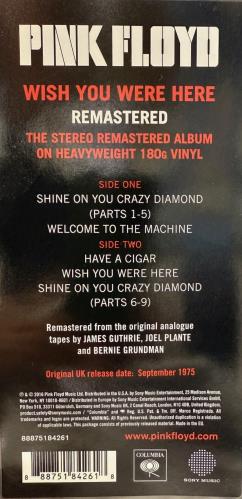 Pink Floyd Wish You Were Here - Remastered 180 Gram + Black Outer Cover - Sealed vinyl LP album (LP record) UK PINLPWI874003