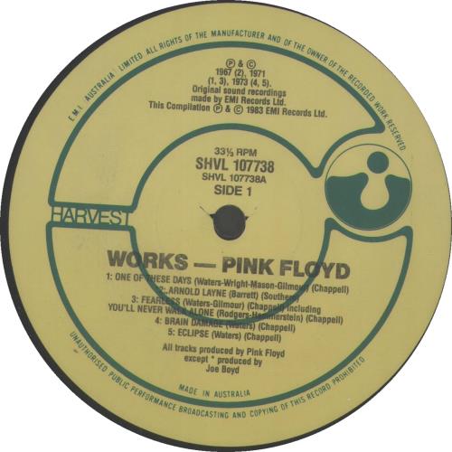 Pink Floyd Works vinyl LP album (LP record) Australian PINLPWO678125