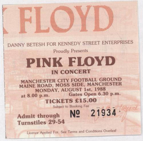 Pink Floyd World Tour 1987/88 + ticket stub tour programme UK PINTRWO403192