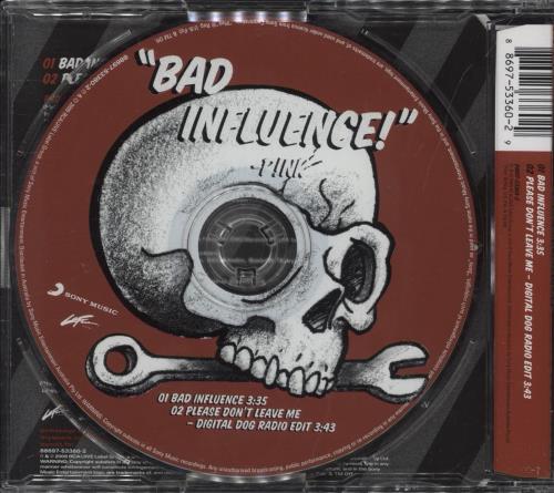 Pink Bad Influence CD single (CD5 / 5") Australian P-KC5BA891796