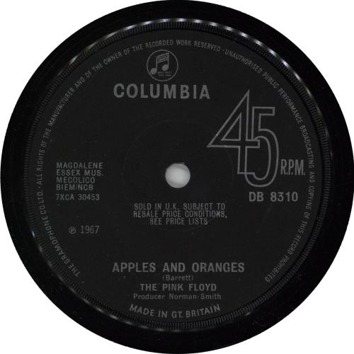 Pink Floyd Apples And Oranges Solid VG UK 7" vinyl single (7 inch