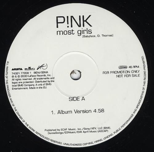 Pink Most Girls 12" vinyl single (12 inch record / Maxi-single) UK P-K12MO167674