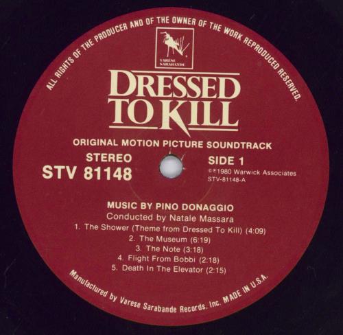 Pino Donaggio Dressed To Kill [Original Motion Picture Soundtrack] vinyl LP album (LP record) US P6NLPDR830176