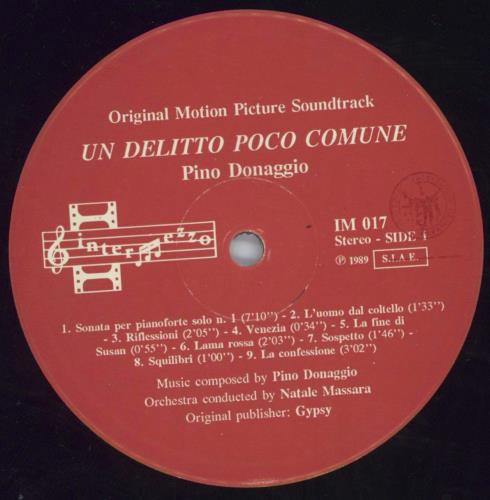 Pino Donaggio Un Delitto Poco Comune OST vinyl LP album (LP record) Italian P6NLPUN820763