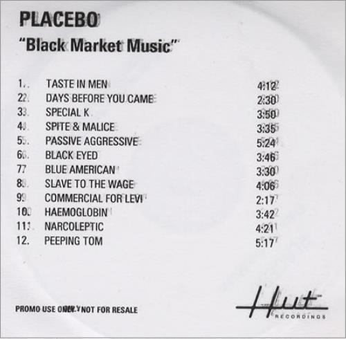 Placebo Black Market Music CD-R acetate UK CEBCRBL380604