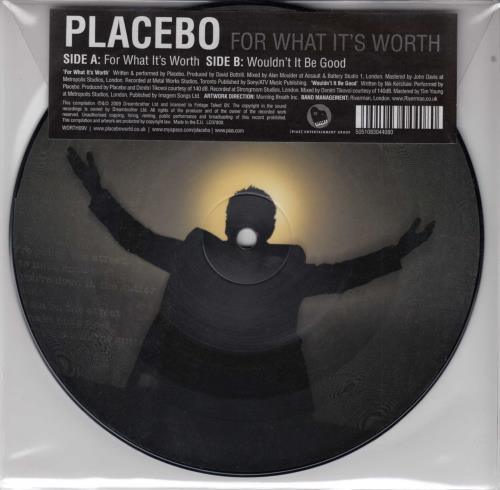 Placebo For What It's Worth 7" vinyl picture disc (7 inch picture disc single) UK CEB7PFO470456