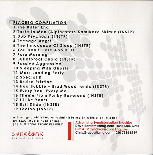 Placebo Placebo Compilation CD-R acetate UK CEBCRPL554494