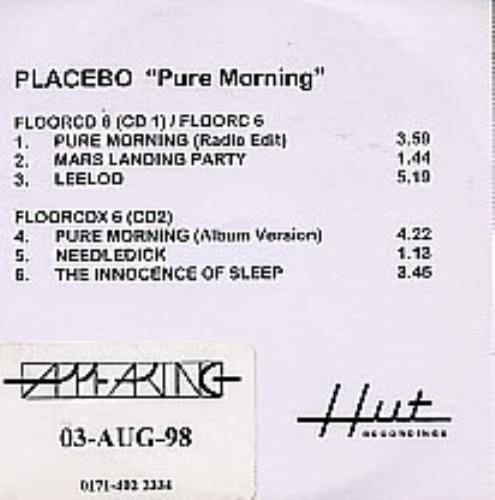 Placebo Pure Morning CD-R acetate UK CEBCRPU265522