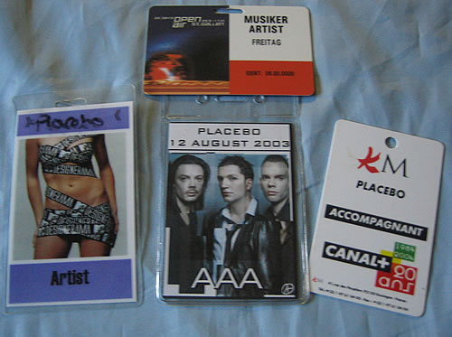 Placebo Set of 4 Laminated/Card/Credit Card Style Passes tour pass UK CEBTPSE347875