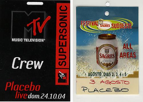 Placebo Set Of 5 Laminated Tour Passes (5) tour pass UK CEBTPSE347873