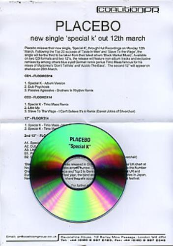 Placebo Special K CD-R acetate UK CEBCRSP179479