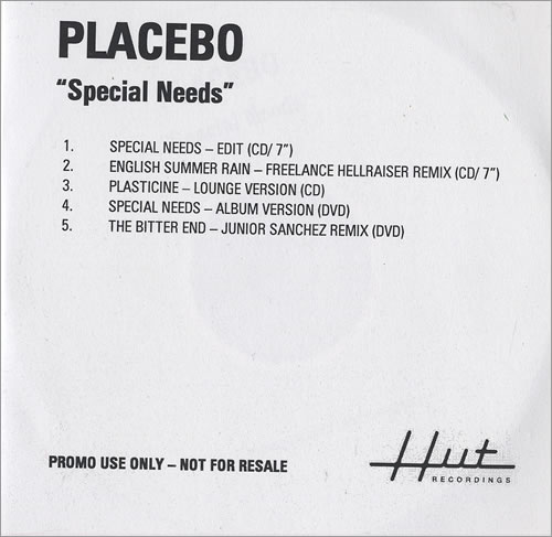 Placebo Special Needs CD-R acetate UK CEBCRSP474001
