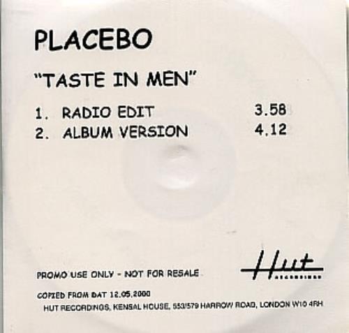 Placebo Taste In Men CD-R acetate UK CEBCRTA297229