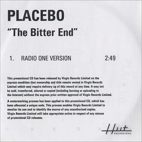 Placebo The Bitter End UK Promo CDR acetate (241136)