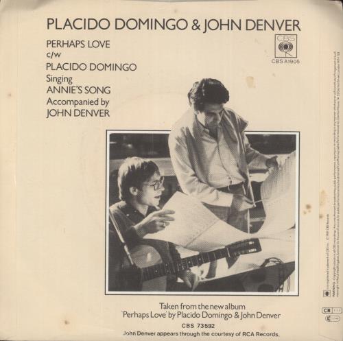 Placido Domingo Perhaps Love 7" vinyl single (7 inch record / 45) UK PLD07PE687045