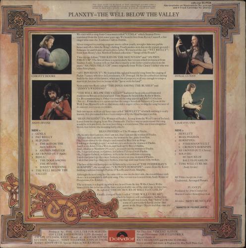 Planxty The Well Below The Valley vinyl LP album (LP record) UK XTYLPTH567653
