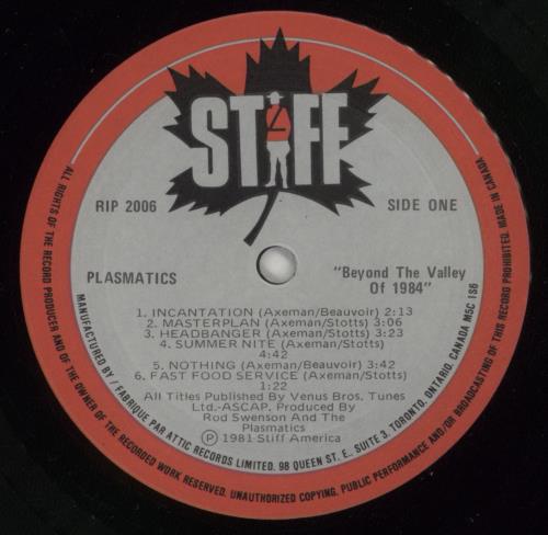 Plasmatics Beyond The Valley Of 1984 vinyl LP album (LP record) Canadian LCSLPBE871297