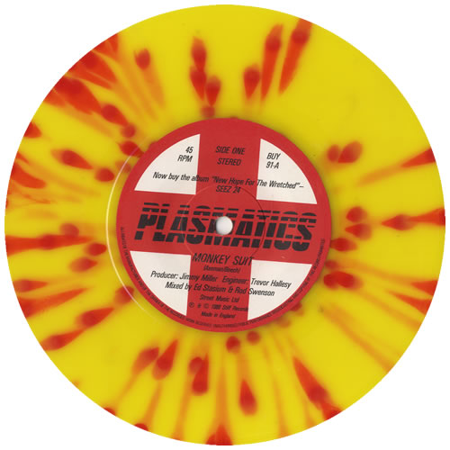 Plasmatics Monkey Suit - Coloured Vinyl 7" vinyl single (7 inch record / 45) UK LCS07MO129573