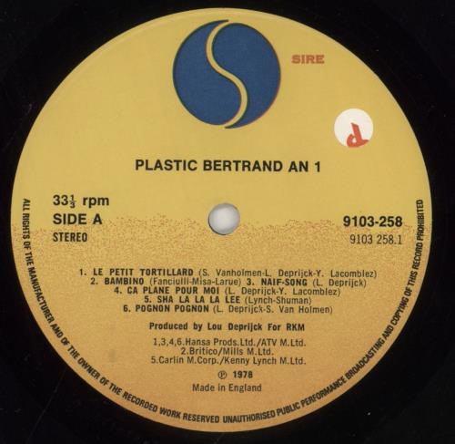 Plastic Bertrand An 1 vinyl LP album (LP record) UK PBELPAN850970