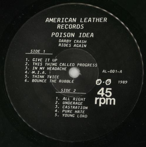 Poison Idea Darby Crash Rides Again 7" vinyl single (7 inch record / 45) US PSN07DA871567