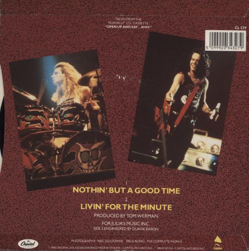 Poison Nothin' But A Good Time 7" vinyl single (7 inch record / 45) UK POI07NO243122