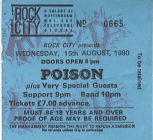 Poison Rock City concert ticket UK POITIRO345605