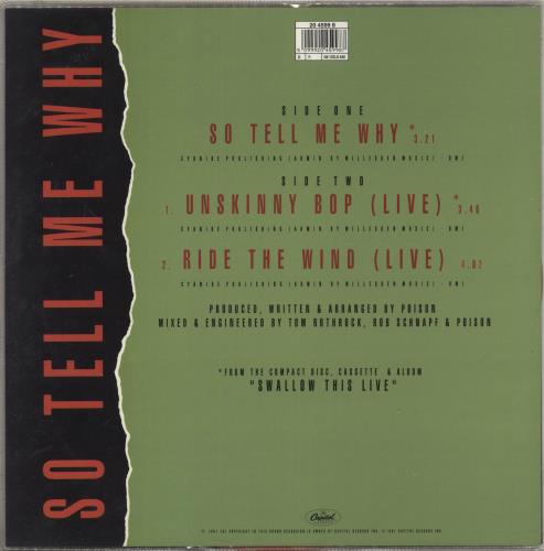 Poison So Tell Me Why - Red Vinyl + Poster 12" vinyl single (12 inch record / Maxi-single) UK POI12SO117318