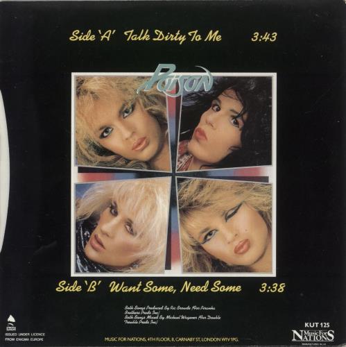 Poison Talk Dirty To Me 7" vinyl single (7 inch record / 45) UK POI07TA430079
