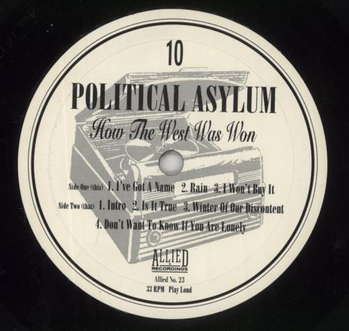 Political Asylum How The West Was Won 10" vinyl single (10 inch record) US 8-910HO860539
