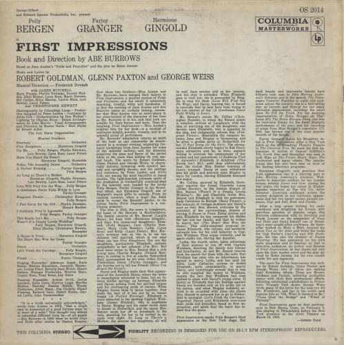 Polly Bergen First Impressions vinyl LP album (LP record) US P7LLPFI762036