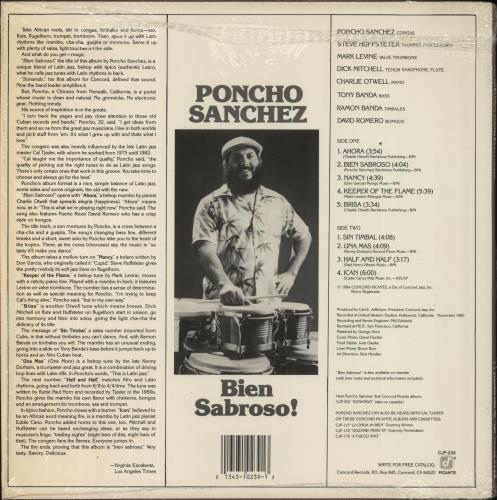 Poncho Sanchez Bien Sabroso! vinyl LP album (LP record) US PKPLPBI856786